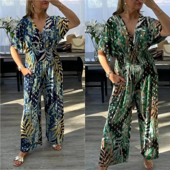 Natalie | Stylish Tropical Print Jumpsuit Luvy Boutique