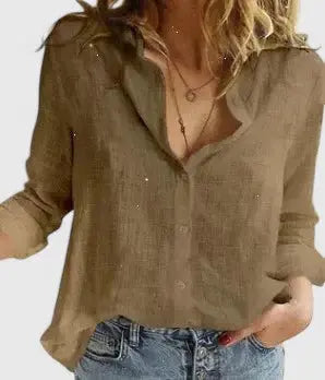 Chloe | Women’s Casual Button Front V-Neck Blouse Luvy Boutique