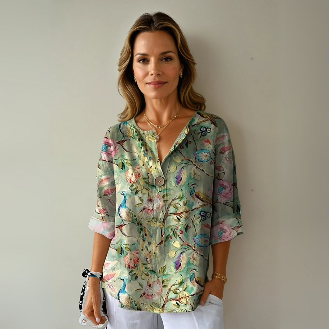 Zoe | Women’s Floral Print V Neck Casual Blouse Luvy Boutique