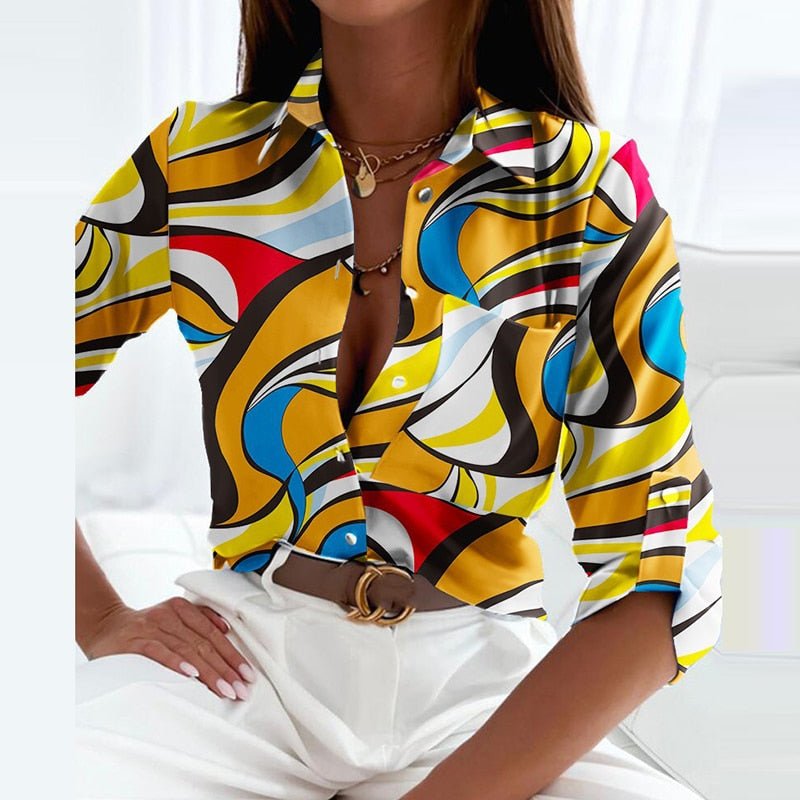 Faith | Women's Printed Long Sleeve Button Top Luvy Boutique