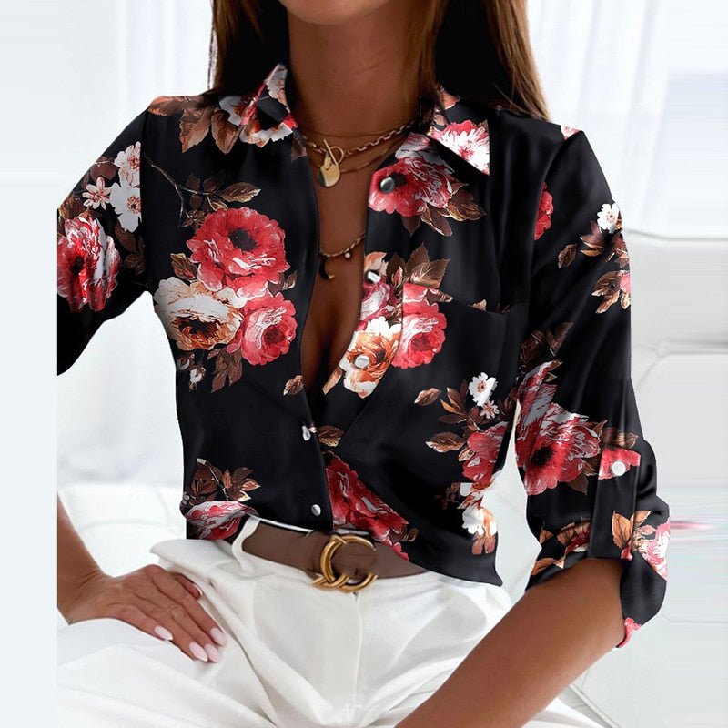 Faith | Women's Printed Long Sleeve Button Top Luvy Boutique