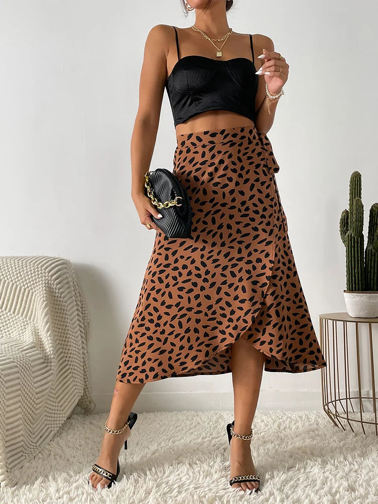 Hannah | Women's Printed Wrap Tie Casual Skirt Luvy Boutique