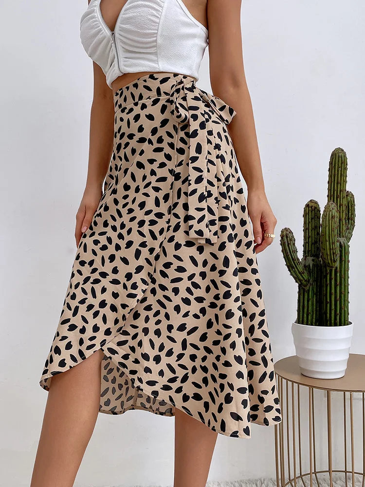 Hannah | Women's Printed Wrap Tie Casual Skirt Luvy Boutique