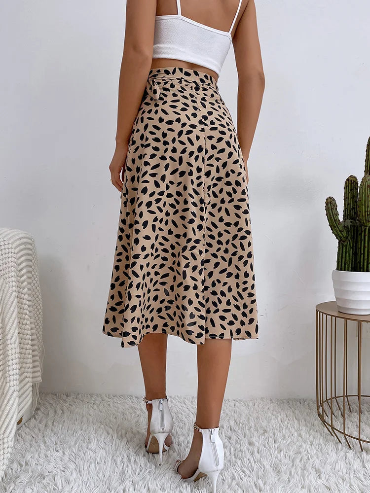 Hannah | Women's Printed Wrap Tie Casual Skirt Luvy Boutique