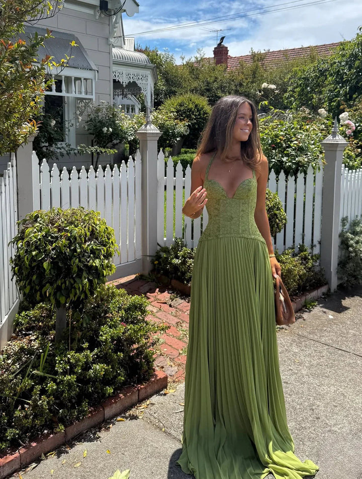 Jenna | Women’s Pleated Corset Maxi Wedding Guest Dress Luvy Boutique