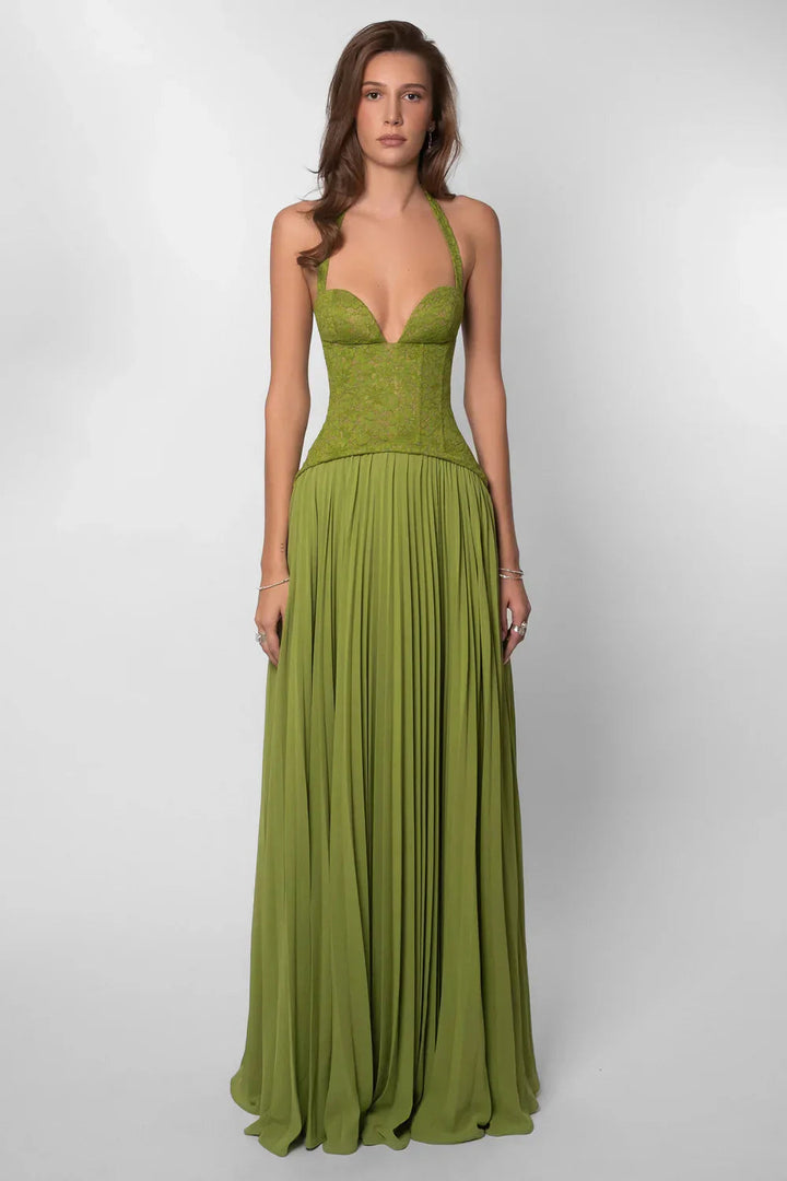 Jenna | Women’s Pleated Corset Maxi Wedding Guest Dress Luvy Boutique
