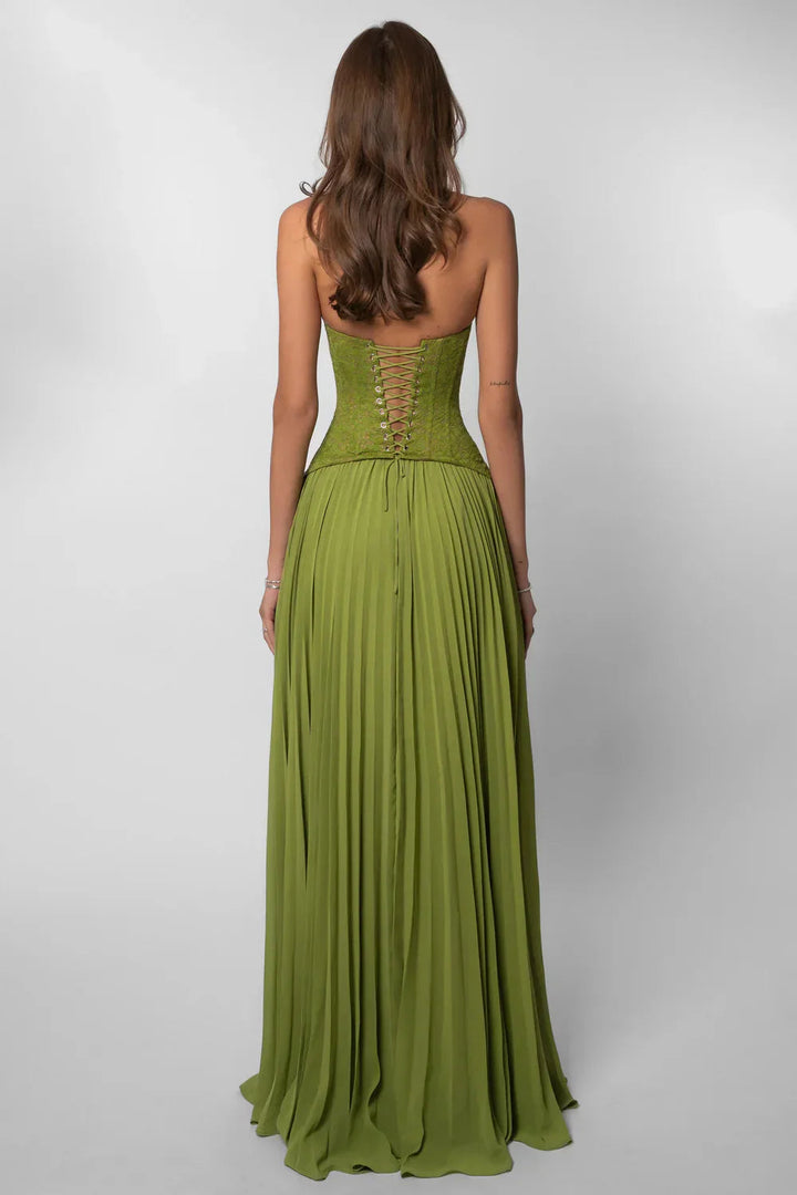 Jenna | Women’s Pleated Corset Maxi Wedding Guest Dress Luvy Boutique
