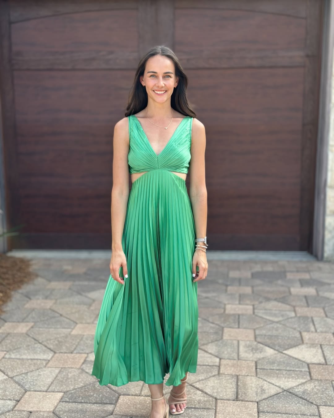 Faith | Women's Pleated Cutout Waist Midi Wedding Guest Dress Luvy Boutique