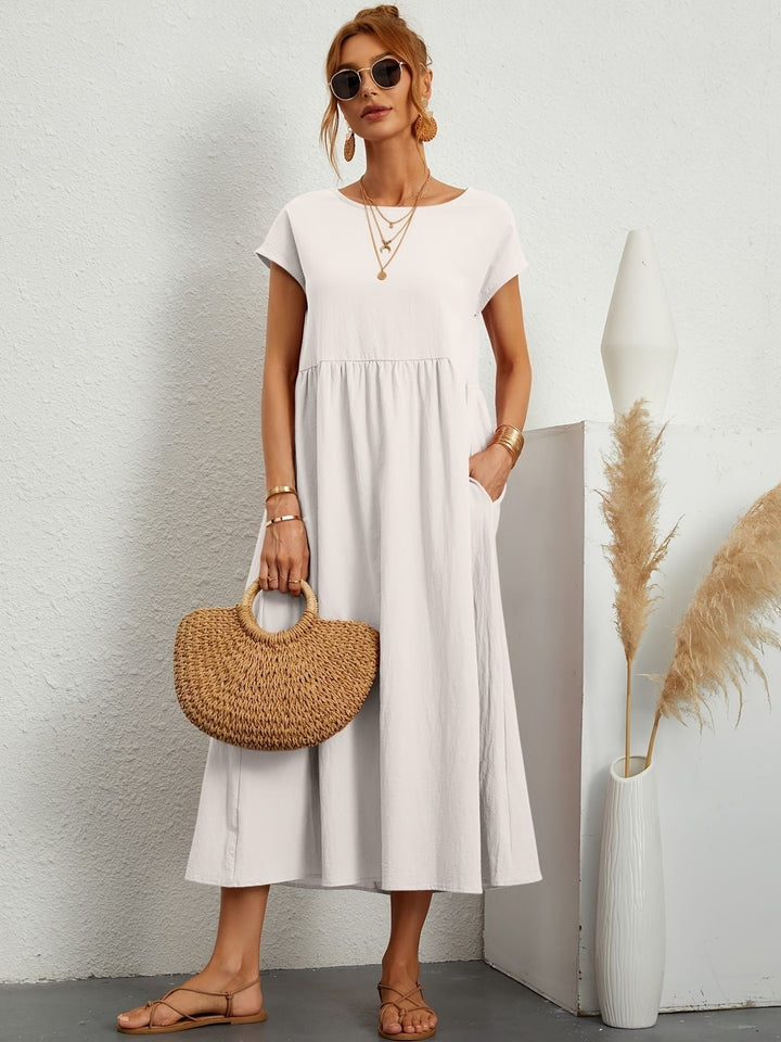 Danielle | Women's Short Sleeve Loose Midi Pocket Dress Luvy Boutique