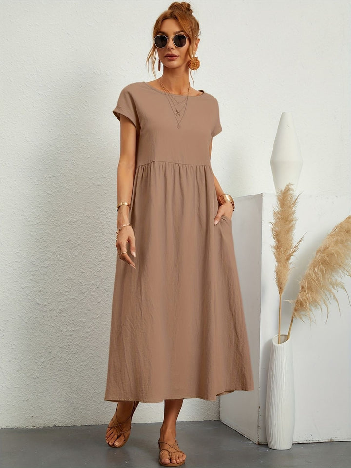 Danielle | Women's Short Sleeve Loose Midi Pocket Dress Luvy Boutique