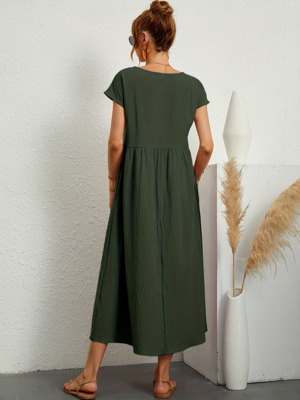 Danielle | Women's Short Sleeve Loose Midi Pocket Dress Luvy Boutique