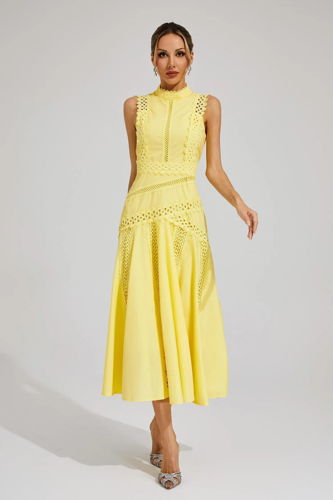 Lily | Women's Sleeveless Lace Midi Wedding Guest Dress Luvy Boutique