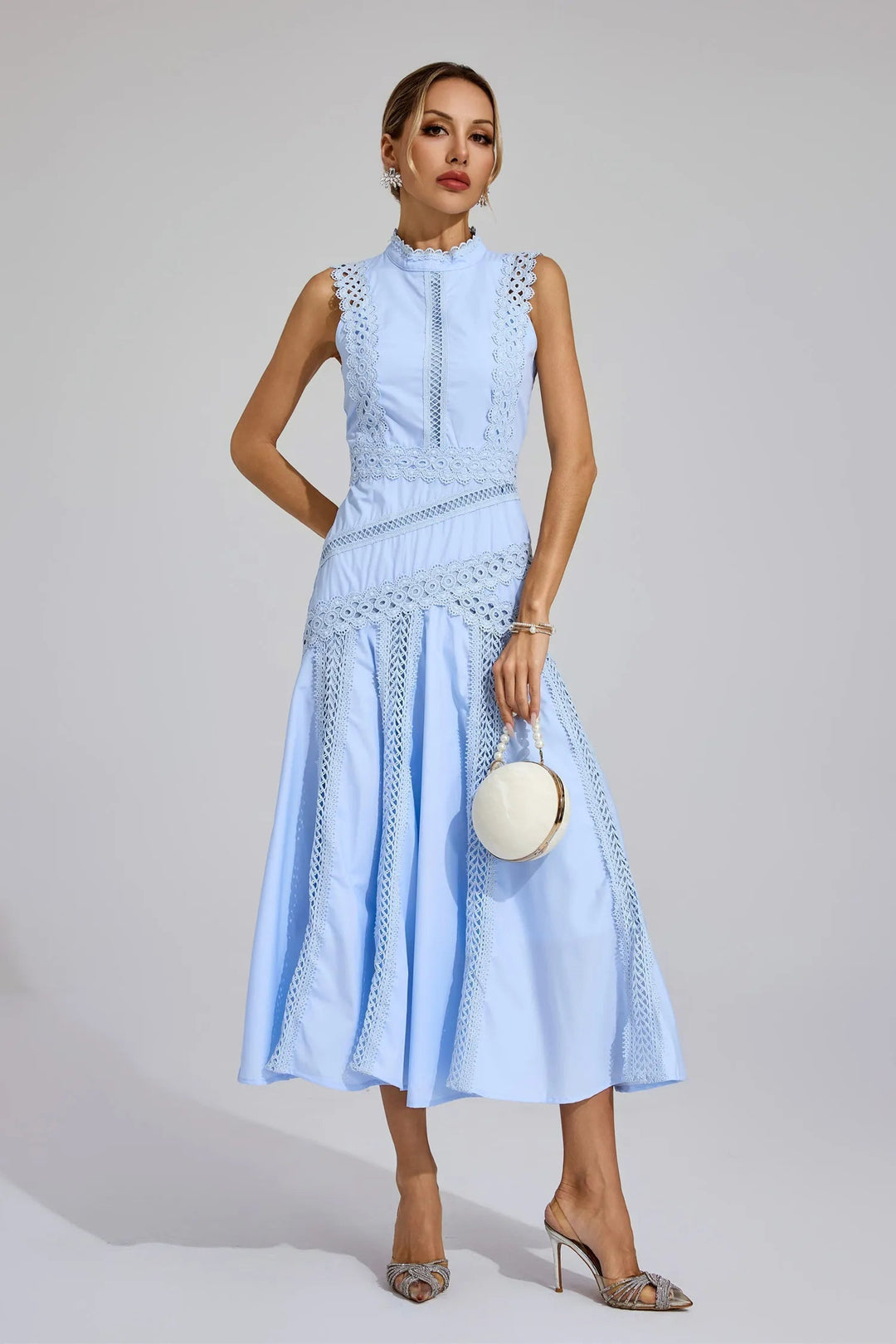 Lily | Women's Sleeveless Lace Midi Wedding Guest Dress Luvy Boutique