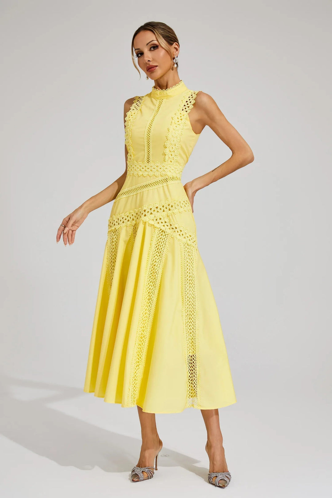 Lily | Women's Sleeveless Lace Midi Wedding Guest Dress Luvy Boutique