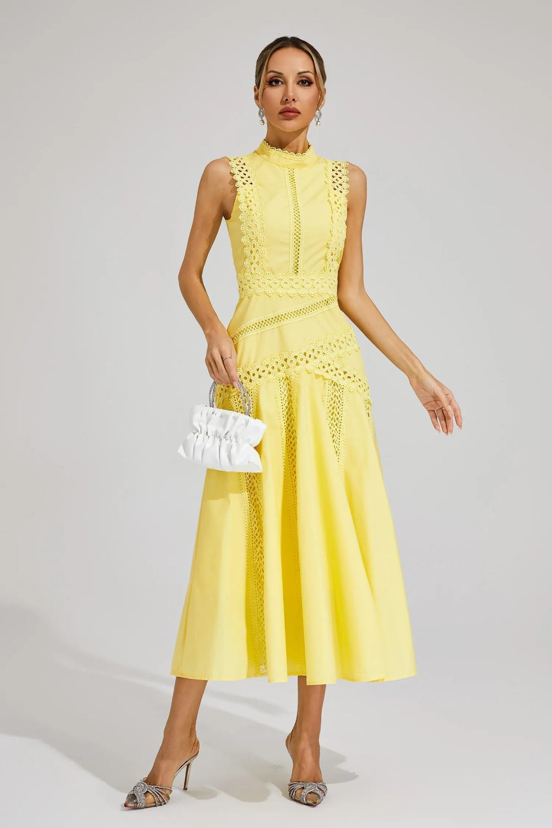 Lily | Women's Sleeveless Lace Midi Wedding Guest Dress Luvy Boutique