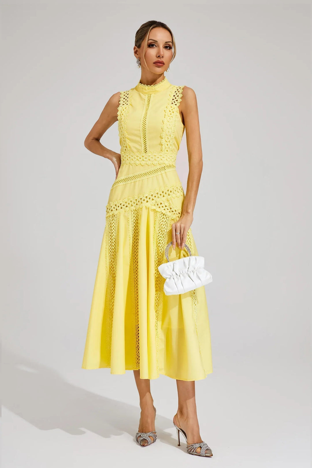 Lily | Women's Sleeveless Lace Midi Wedding Guest Dress Luvy Boutique