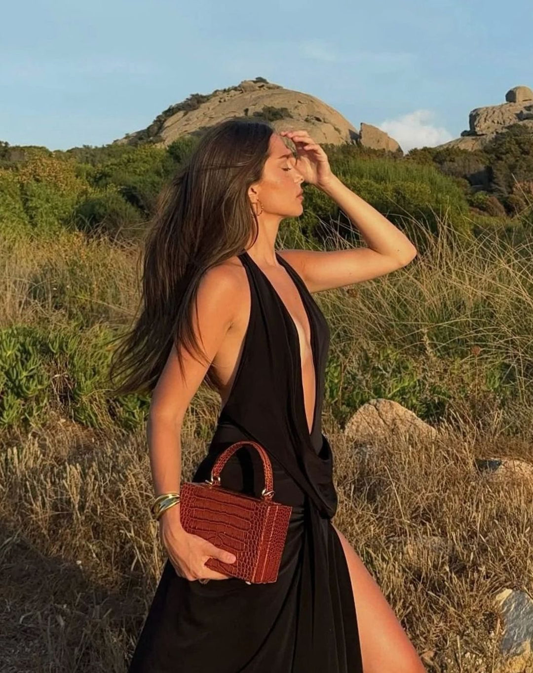 Women's Backless Halter-Neck Maxi Dress