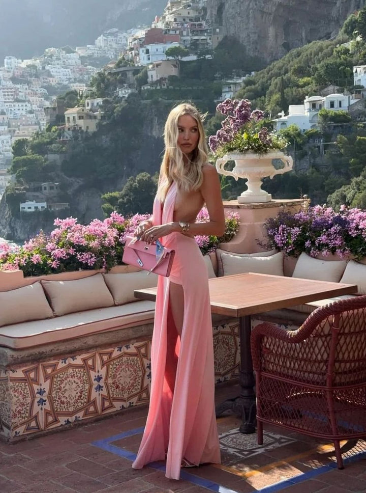 Women's Backless Halter-Neck Maxi Dress