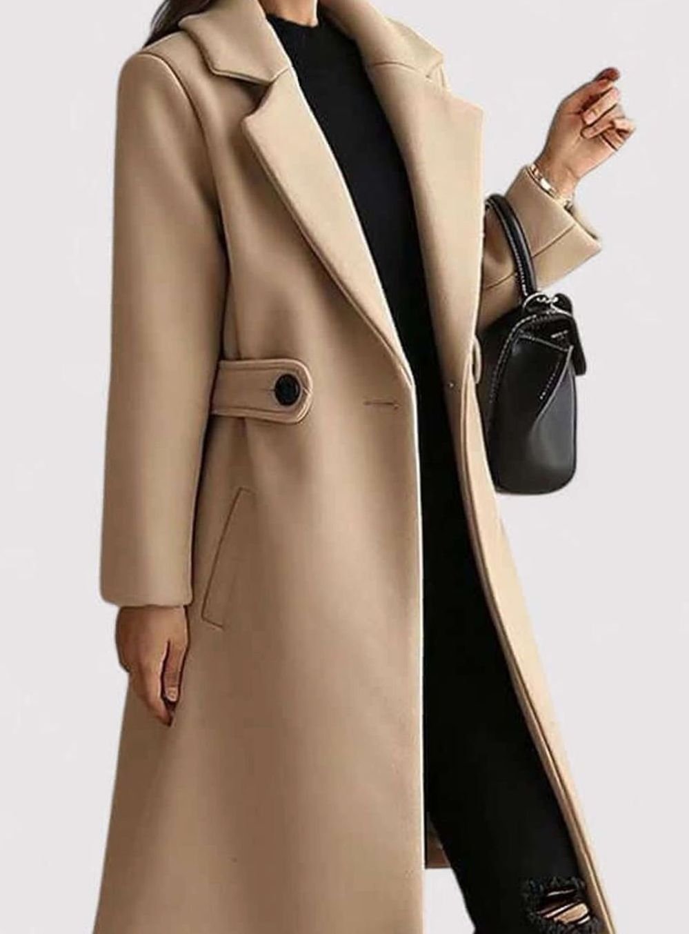 Women's Belted Longline Wool-Blend Winter Jacket Coat
