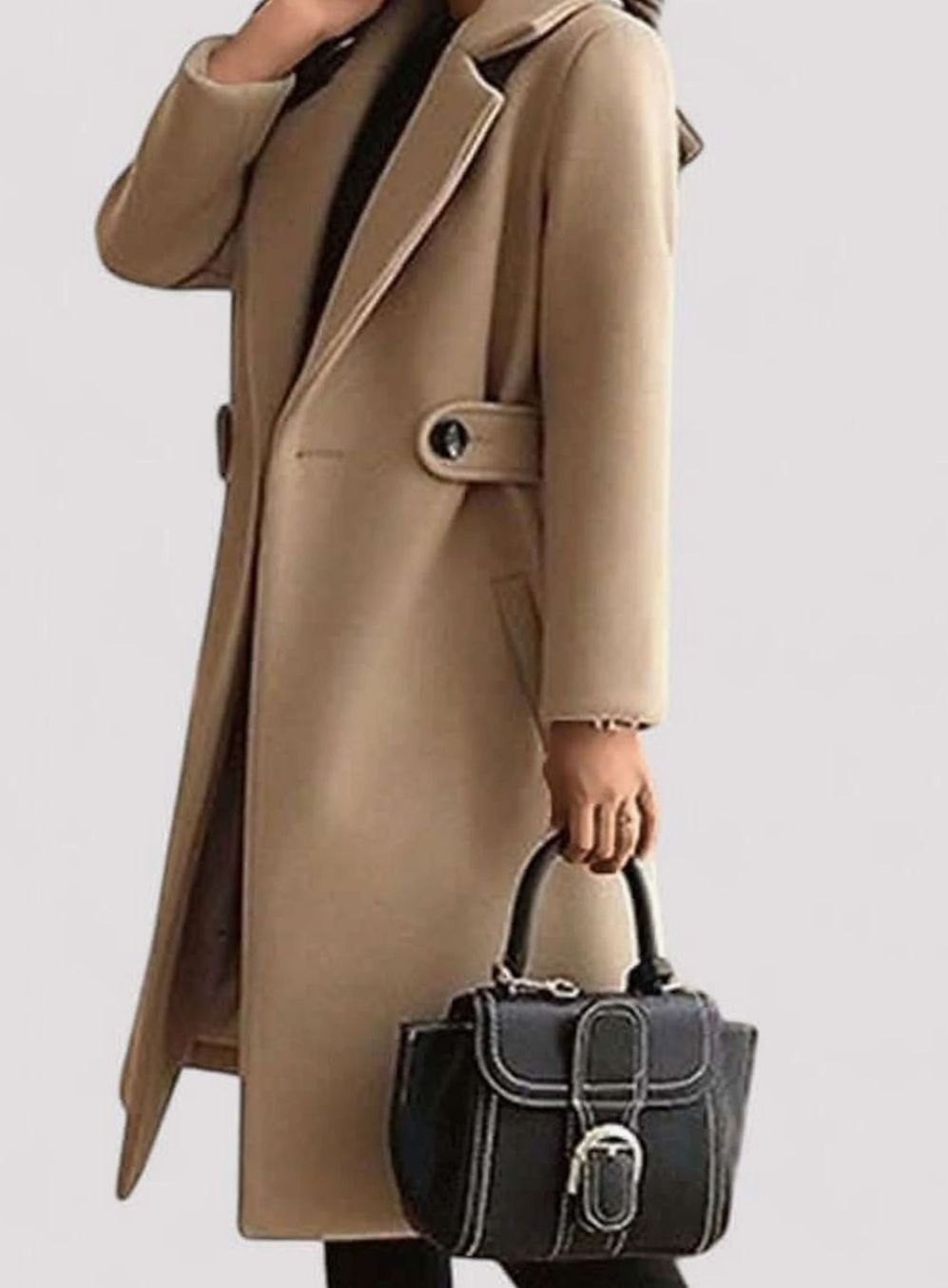Women's Belted Longline Wool-Blend Winter Jacket Coat