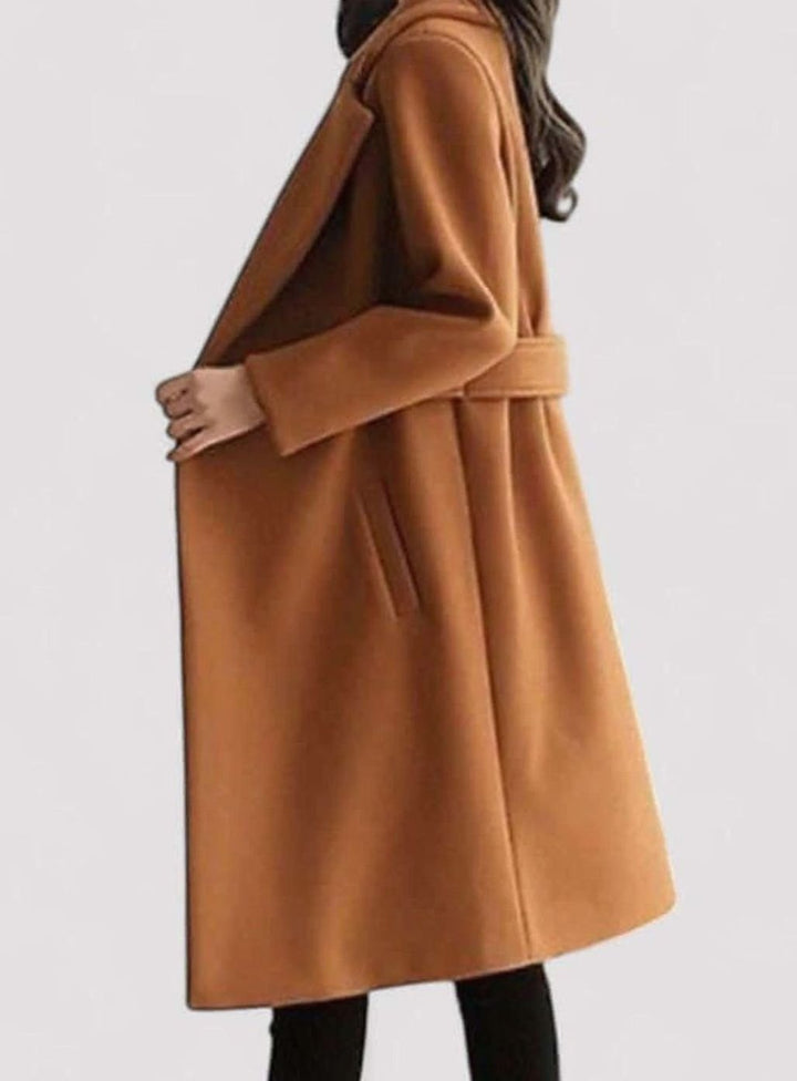 Women's Belted Longline Wool-Blend Winter Jacket Coat