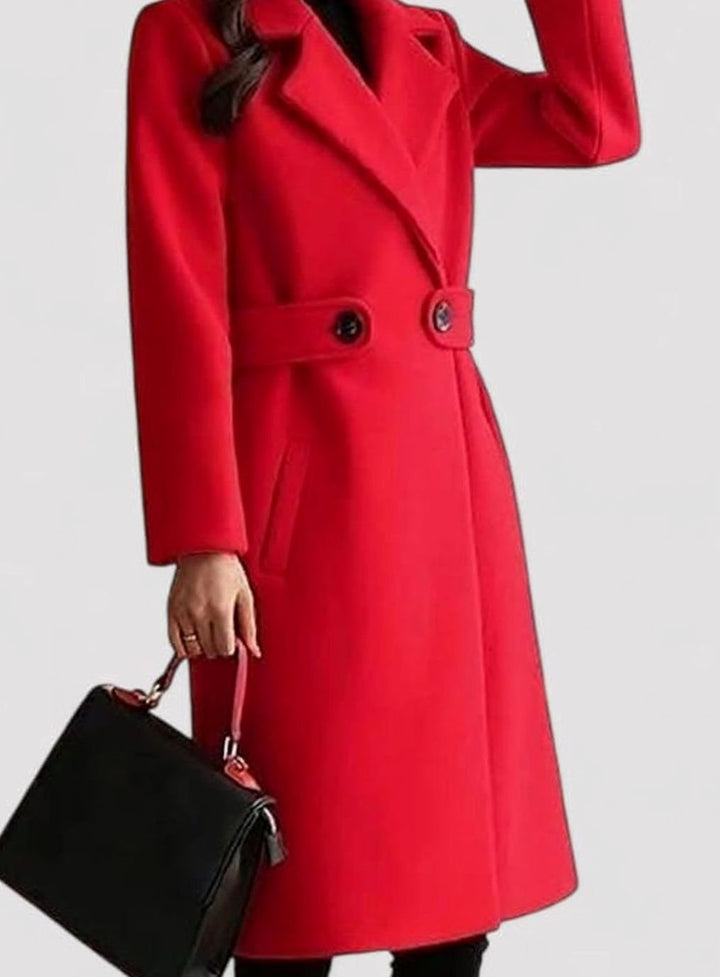Women's Belted Longline Wool-Blend Winter Jacket Coat