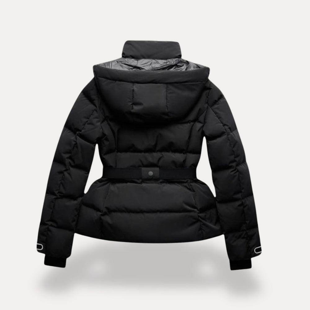 Women's Belted Quilted Puffer Coat Hooded Winter Jacket