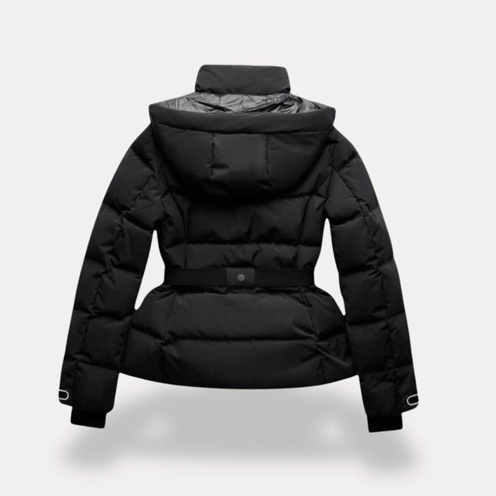 Women's Belted Quilted Puffer Coat Hooded Winter Jacket