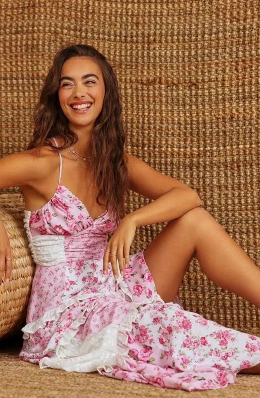 Women's Boho Floral Patchwork Tiered Ruffle Maxi Dress