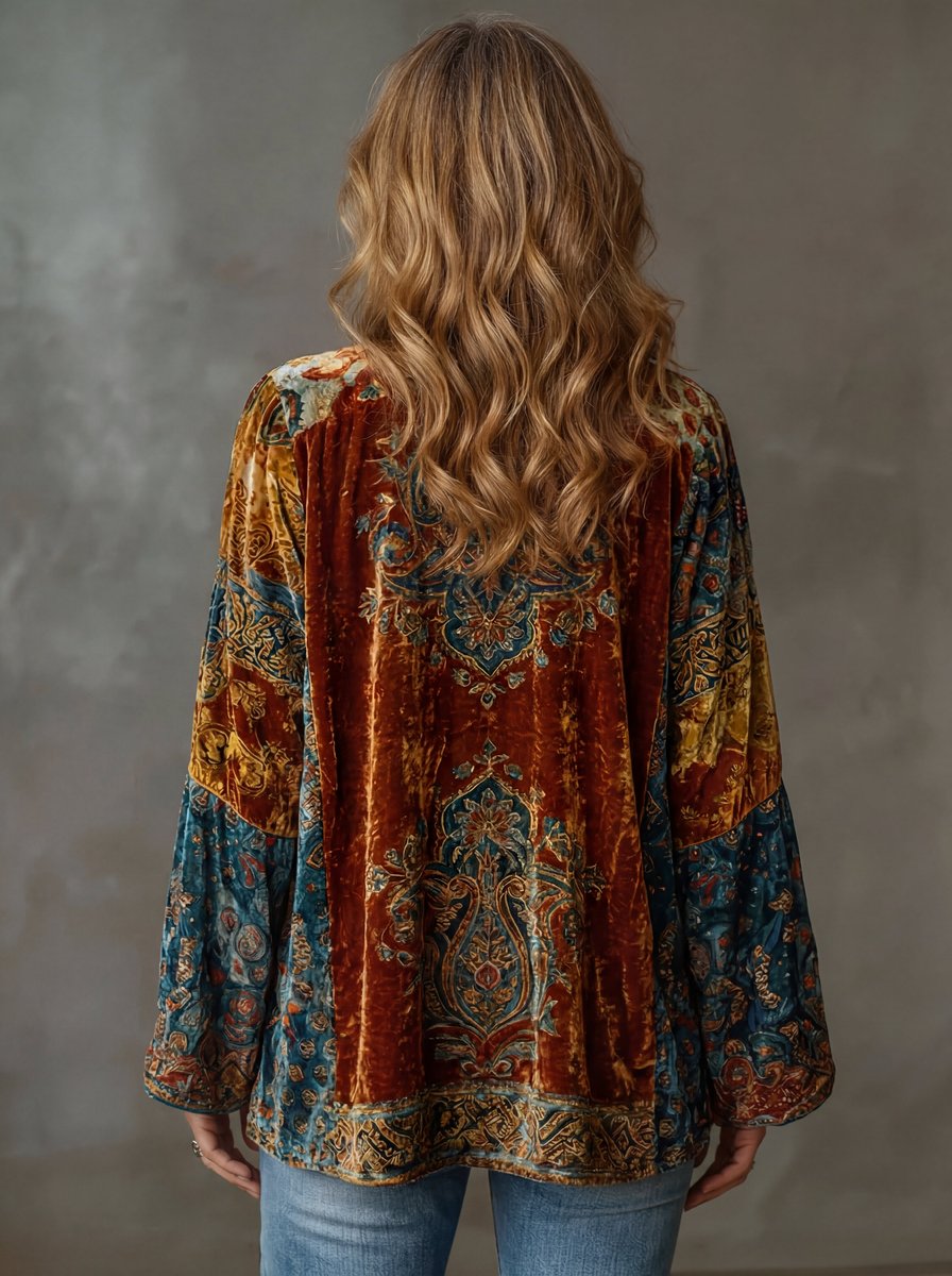 Women's Boho Vintage Loose-Fit Kimono Quilted Jacket