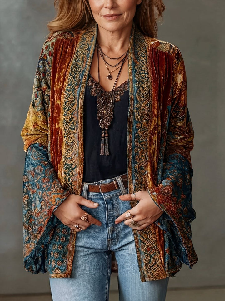 Women's Boho Vintage Loose-Fit Kimono Quilted Jacket
