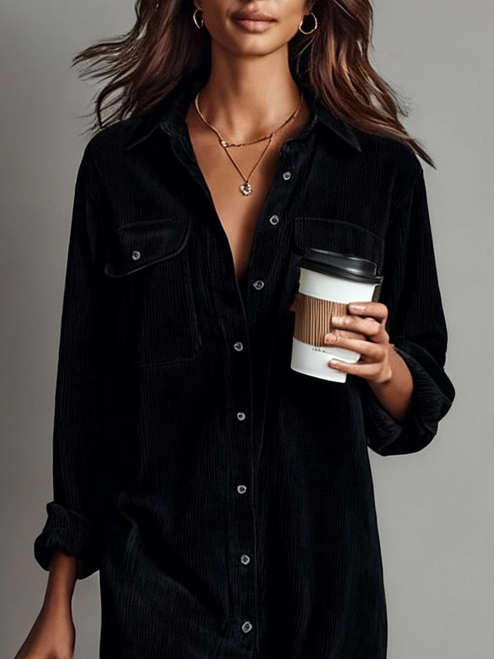 Fiona | Women's Button Front Long Sleeve Midi Dress Luvy Boutique