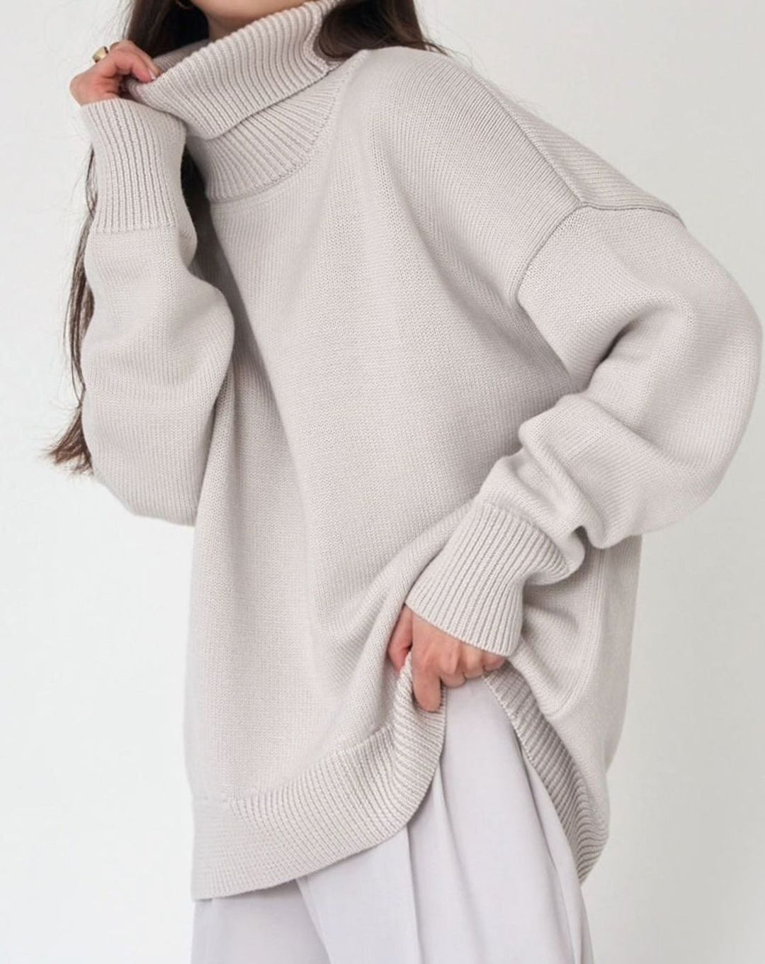 Women's Cardigan Oversized Turtleneck Ribbed Knit Pullover Sweater
