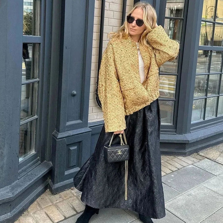 Women's Chic Sequin-Embellished Tweed Blazer Jacket
