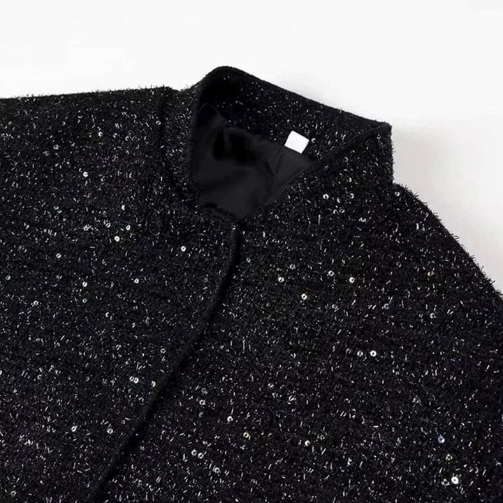 Women's Chic Sequin-Embellished Tweed Blazer Jacket