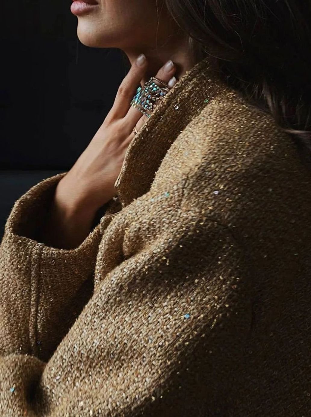 Women's Chic Sequin-Embellished Tweed Blazer Jacket