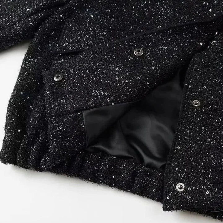 Women's Chic Sequin-Embellished Tweed Blazer Jacket