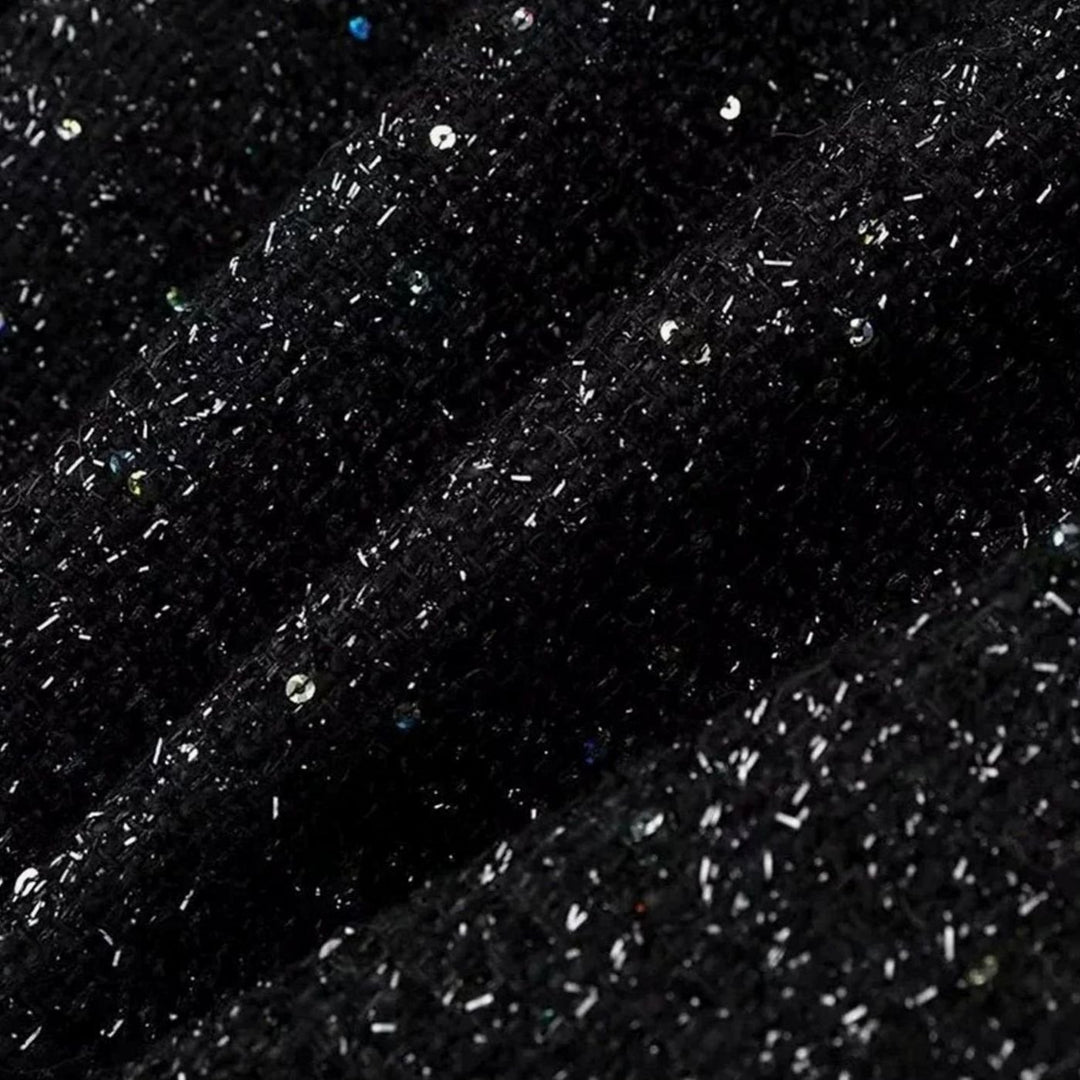 Women's Chic Sequin-Embellished Tweed Blazer Jacket