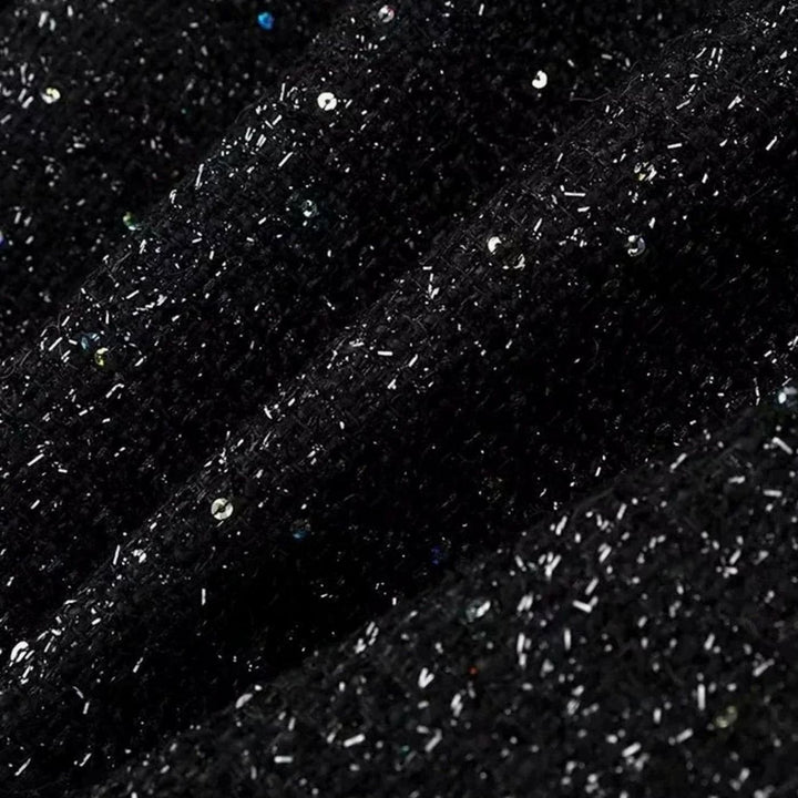 Women's Chic Sequin-Embellished Tweed Blazer Jacket