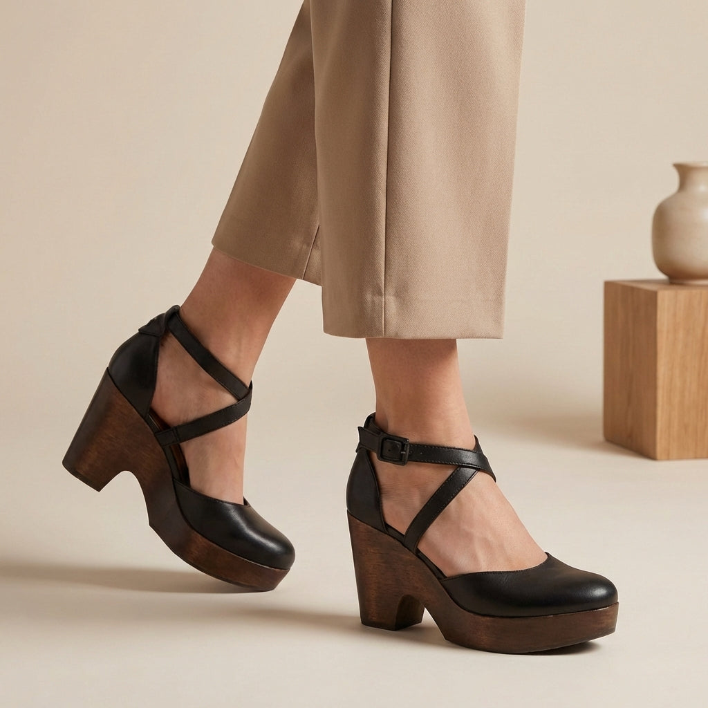 Eva | Womens Block Heel Strap Platform Heels Luvy Boutique