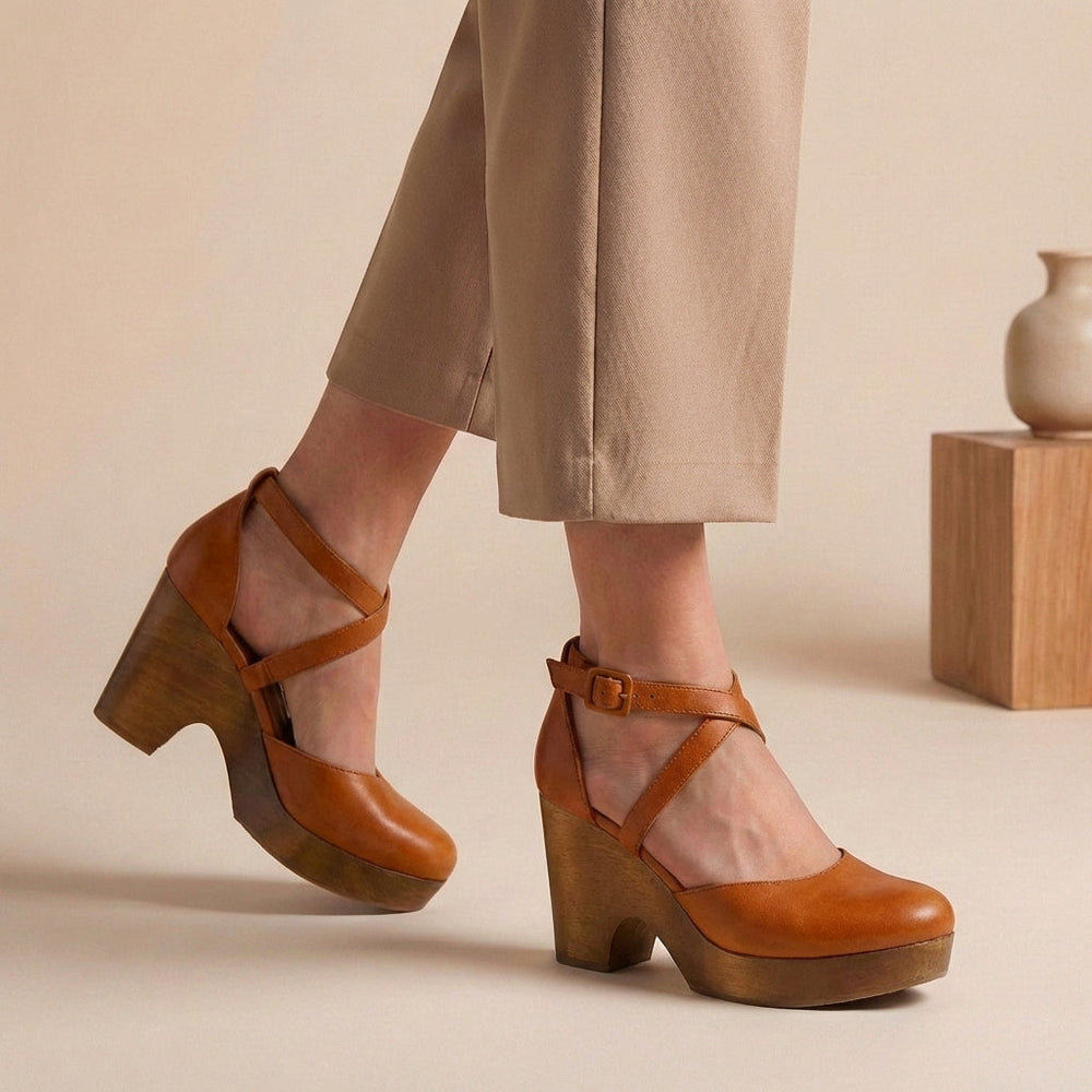 Eva | Womens Block Heel Strap Platform Heels Luvy Boutique