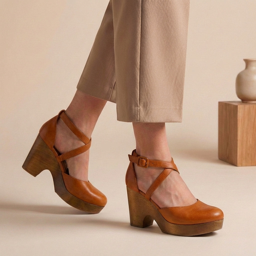 Eva | Womens Block Heel Strap Platform Heels Luvy Boutique