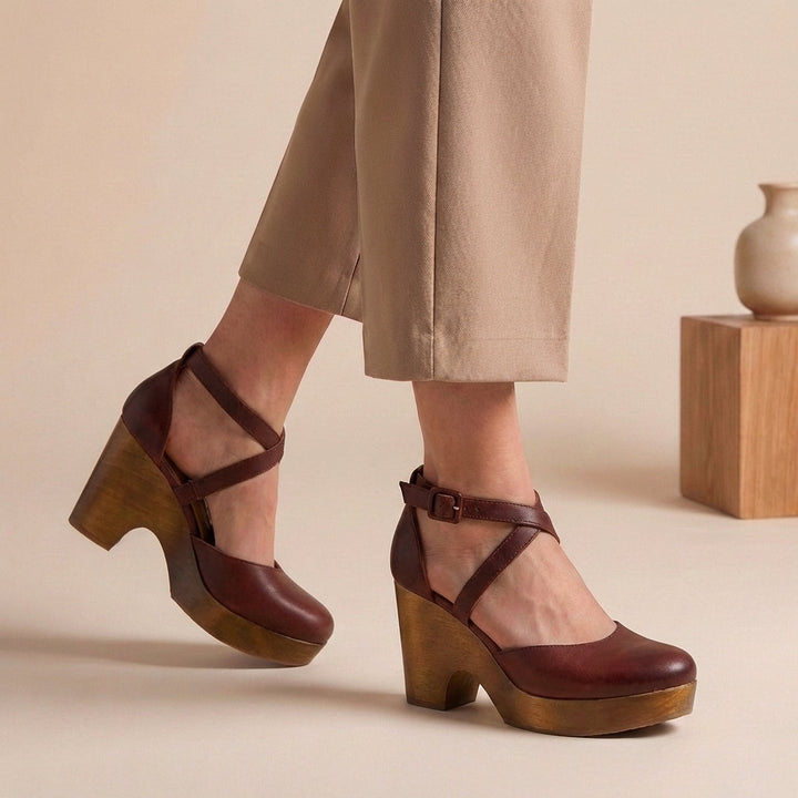 Eva | Womens Block Heel Strap Platform Heels Luvy Boutique