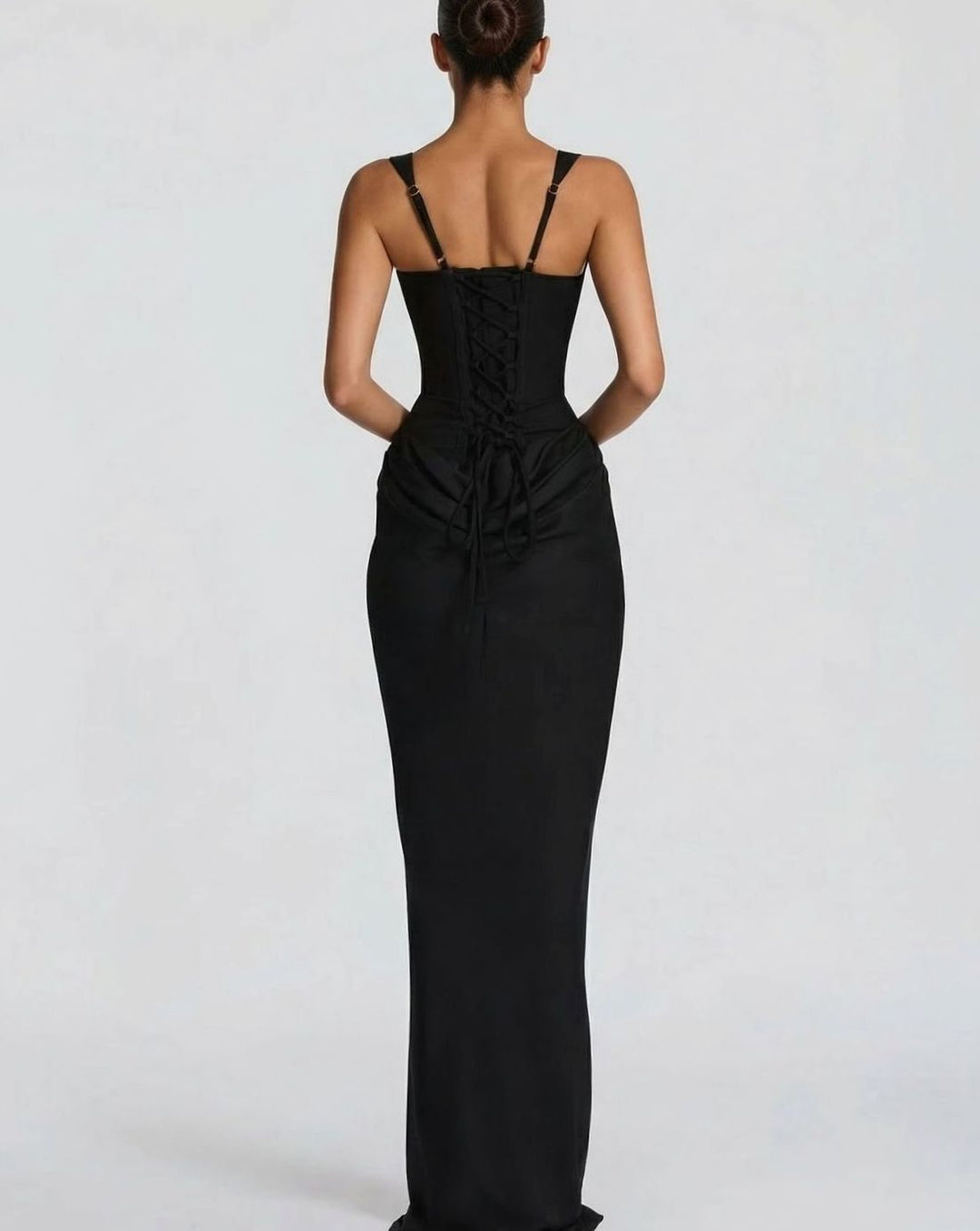 Women's Corset-Bodice Draped Square-Neck Satin Maxi Dress