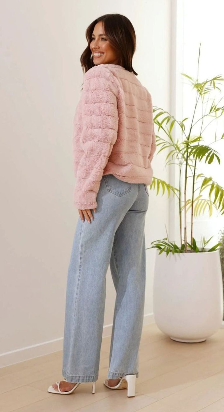 Women's Cropped Open-Front Faux Fur Jacket