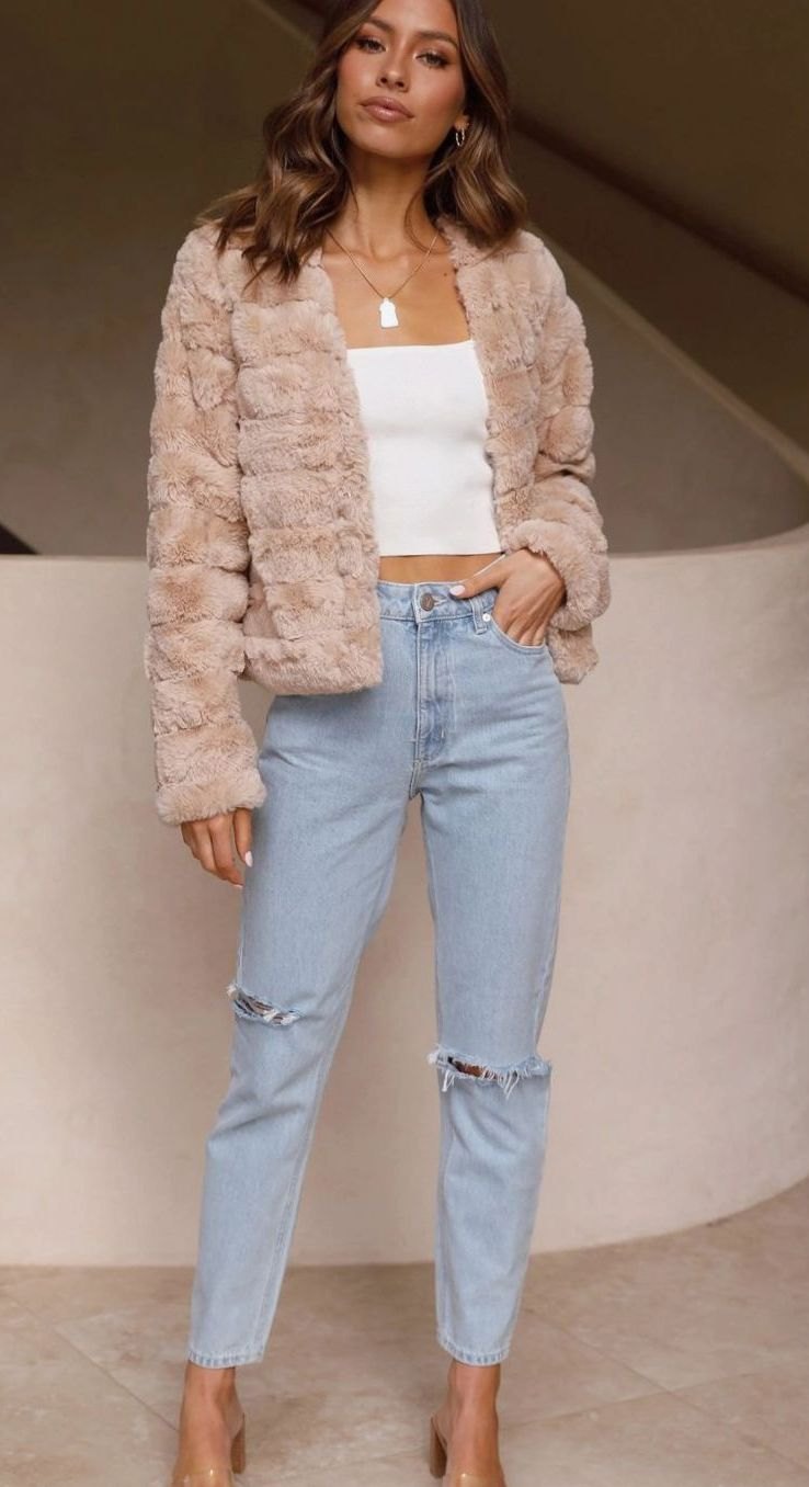 Women's Cropped Open-Front Faux Fur Jacket