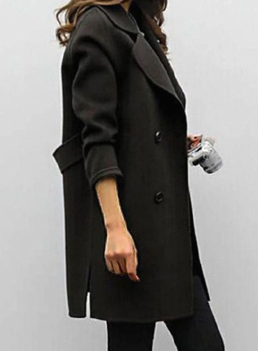 Women's Double-Breasted Longline Wool-Blend Jacket Coat