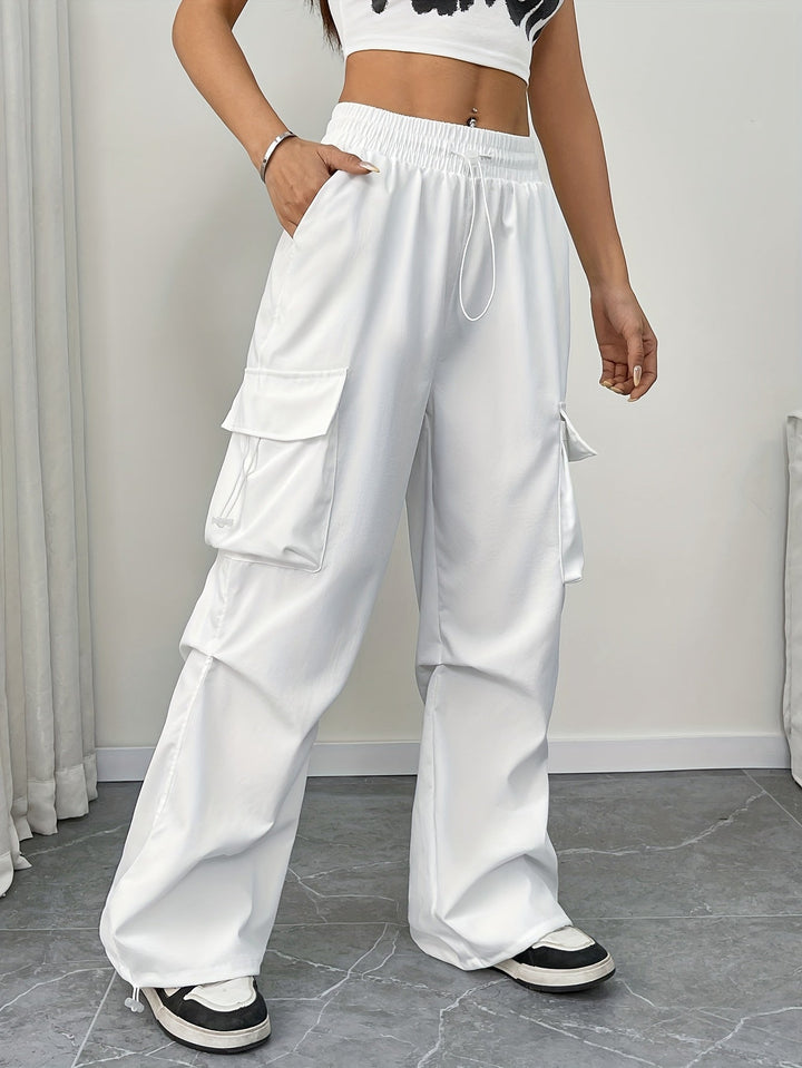 Caroline | Women's Wide Leg Cargo Pocket Drawstring Pants Luvy Boutique