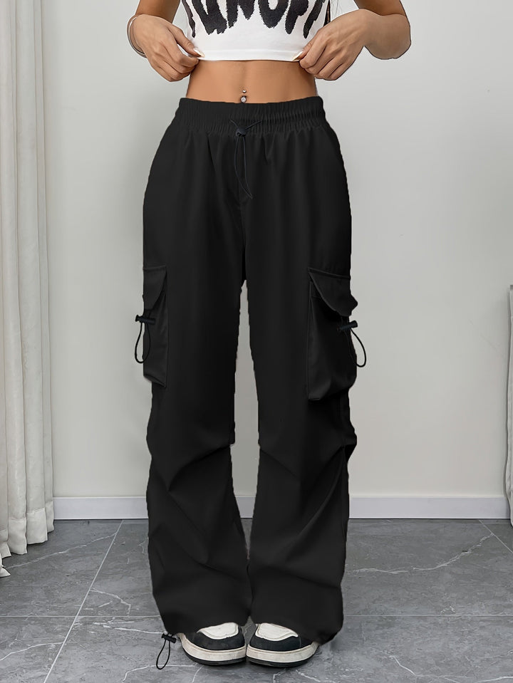 Caroline | Women's Wide Leg Cargo Pocket Drawstring Pants Luvy Boutique