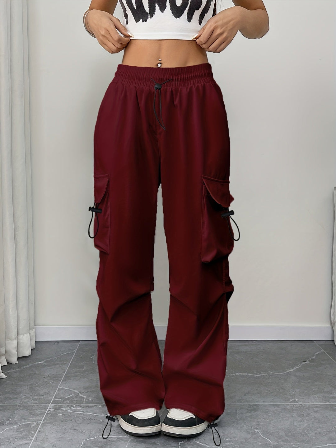 Caroline | Women's Wide Leg Cargo Pocket Drawstring Pants Luvy Boutique